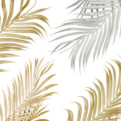 Gold and silver palm leaves , isoltaed 