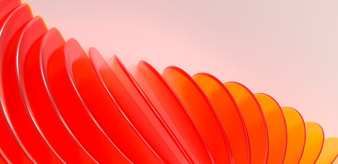 3d orange glass matte circles rendering illustration. Creative abstract background. Geometric shapes pattern. Vibrant clean circle scene wallpaper. Dynamic art futuristic design