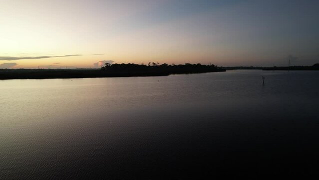 Drone shot of Sunrise over the Braden River, Florida
