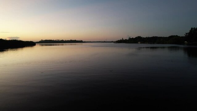 Drone shot of Sunrise over the Braden River, Florida