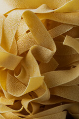 Homemade noodles, close up view of food, raw pasta