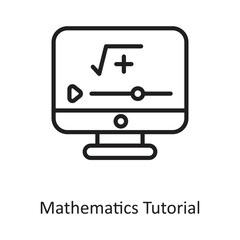 Mathematics Tutorial Outline Vector Icon Design illustration on White background. EPS 10 File