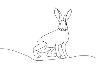 Granada Hare, bunny one line art. Continuous line drawing of pet, mammal, breed, zodiac, china, oriental, domestic, easter, bunny, animal, year new, 2023, hare.