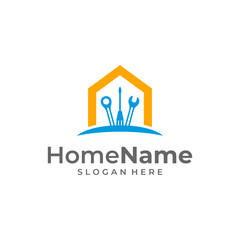 Home service logo illustration template. Mechanic home logo design concept vector