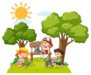 Children outdoor scene isolated