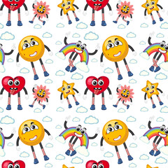 Seamless pattern with cute  cartoon character