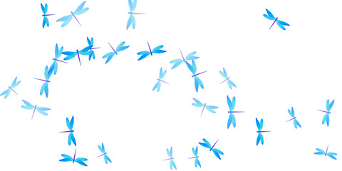 Magic cyan blue dragonfly isolated vector wallpaper. Spring cute damselflies. Decorative dragonfly isolated girly illustration. Delicate wings insects patten. Fragile beings