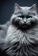 Portrait einer flauschigen Katze, isolierter Hintergrund