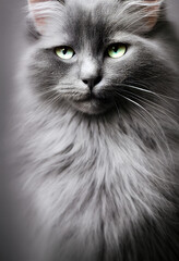 Portrait einer flauschigen Katze, isolierter Hintergrund