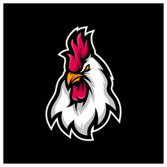 chicken rooster head mascot sport esport logo template