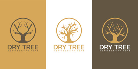 Dry tree logo design unique Premium Vector