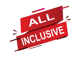 Vector Illustration All Inclusive. Red vector banner with white background.