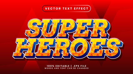 super heroes editable text effect with orange and blue text style