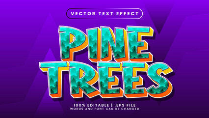 pine trees editable text effect with green and orange text style