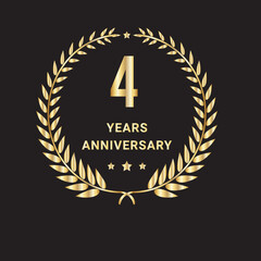 Naklejka premium 4 Year Anniversary Celebration Logo. 4 Year Anniversary Vector Art, Icons, and Graphics 