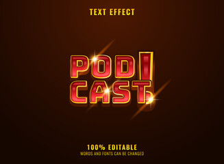 3d golden shiny podcast logo text effect