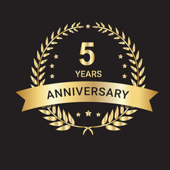 5 Year Anniversary Celebration Logo. 5 Year Anniversary Vector Art, Icons, and Graphics 