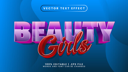 Beauty girls editable text effect with red and pink text style