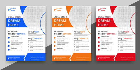 construction flyer A4 template, Construction Flyer Template, Flyer Design Set, Renovation Flyer Template, flyer, banner, leaflets decoration for printing