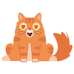 Fototapeta na wymiar Cat character love cartoon icon png