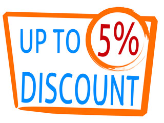 discount up to 5 percentage of Sales. Discount offer price sign and special offer.suitable for shop and sale banner
