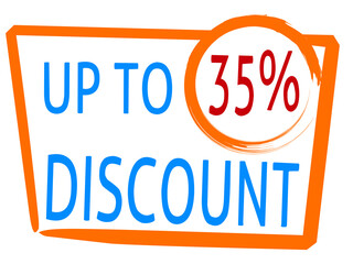 discount up to 35 percentage of Sales. Discount offer price sign and special offer.suitable for shop and sale banner