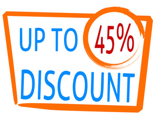 discount up to 45 percentage of Sales. Discount offer price sign and special offer.suitable for shop and sale banner