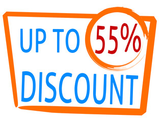 discount up to 55 percentage of Sales. Discount offer price sign and special offer.suitable for shop and sale banner