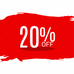 20% OFF Sale Discount Banner. Offer a discount. Special offer isolated abstract red and white background. Vector Illustration