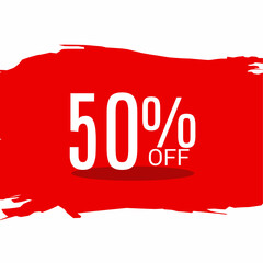 50% OFF Sale Discount Banner. Offer a discount. Special offer isolated abstract red and white background. Vector Illustration