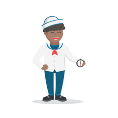 sailor african holding compass design character on white background
