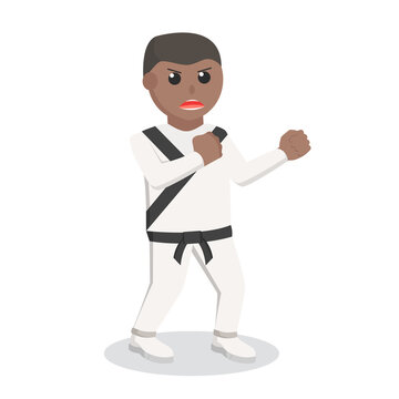 Karate man african combat pose design character on white background