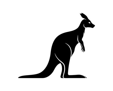 Standing kangaroo icon isolated on white background.