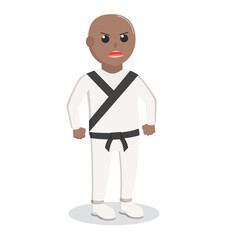 Karate man african standing pose design character on white background
