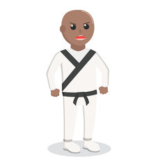 Karate man african standing pose design character on white background