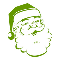 illustration of a head silhouette cheerful,Christmas Santa Claus