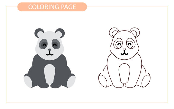 Coloring page of panda. educational tracing coloring worksheet for kids. Hand drawn outline illustration.
