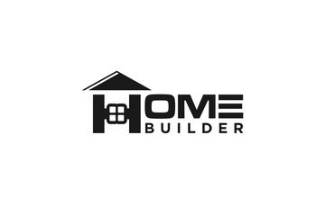 Real estate logo house roof window  modern simple design silhouette city residence property icon building