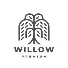 Willow tree logo design. Weeping willow icon. Vector illustration. - obrazy, fototapety, plakaty
