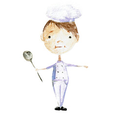 cook watercolor illustration white background 