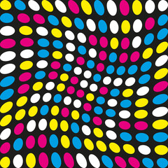 Twisted Large Dot CMYK Circles Pattern