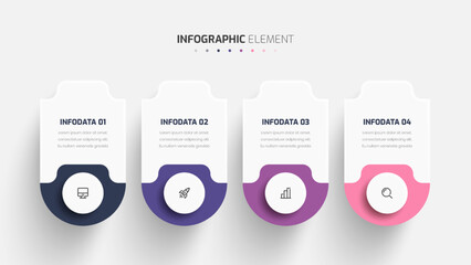 Business Infographic Template Creative Design with Circle Label Icon and 4 Option for Presentation