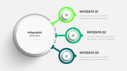 Business Central Circle Infographic Presentation with 3 Circle Label, Option and Icon