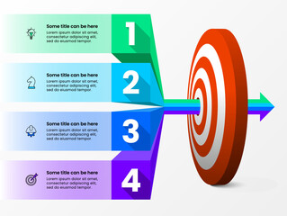 Infographic template. Dartboard with 4 steps and numbers