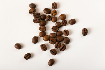 Coffee beans macro on a white. 