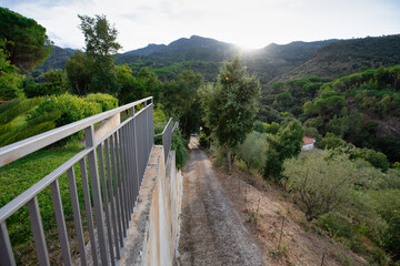 Fototapeta na wymiar A view from a terras to a beautiful landscape of Celafu, Sicily.