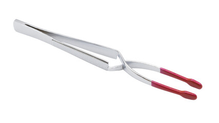 New metal numismatic tweezers isolated on white