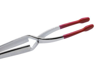 New metal numismatic tweezers isolated on white