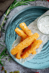 Beer snacks. Fried chicken and cheese nuggets. Fried mozzarella cheese sticks