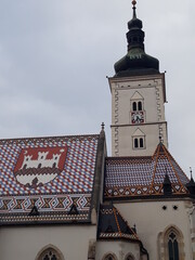 Zagreb, Croatia- Saint Mark's church, located in St. Mark's square